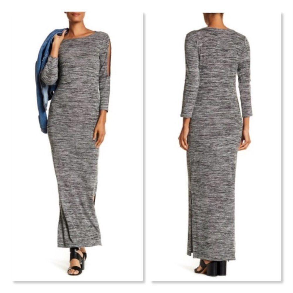 Philosophy Split Sleeve Space-dye Maxi Dress size Medium in Gray - NEW